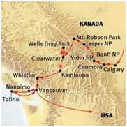 Wanderroute in Westkanada