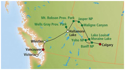 Reiseroute von den Rockies bis zum Pacific